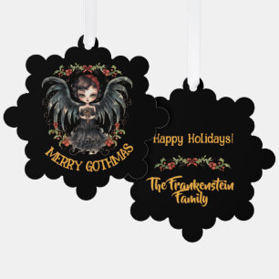 Dark Gothic Christmas Angel Ornament Card