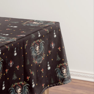 Dark Gothic Christmas Angel Tablecloth