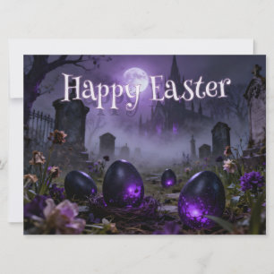Dark Gothic Easter Scene with Glowing Eggs