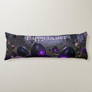 Dark Gothic Easter Scene with Glowing Eggs Body Pillow