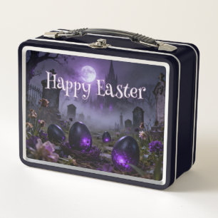 Dark Gothic Easter Scene with Glowing Eggs Metal Lunch Box