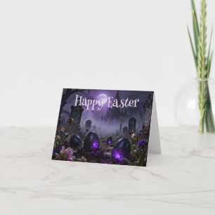 Dark Gothic Easter Scene with Glowing Eggs Thank You Card