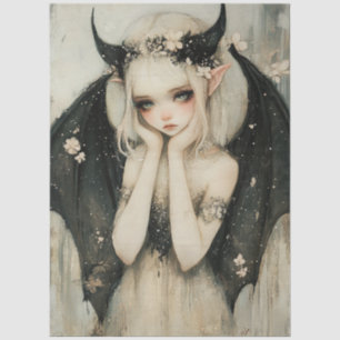 Dark Gothic Fairy with Floral Crown Decoupage Tissue Paper