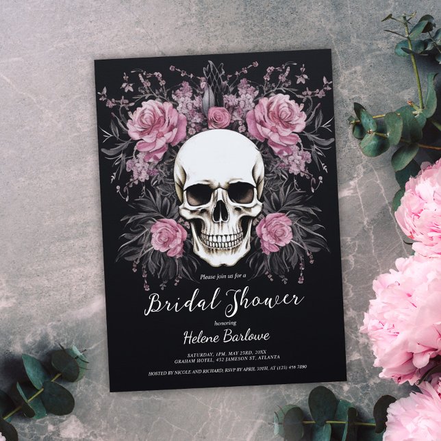 Dark Gothic Floral Black Bridal Shower Invitation (Dark Gothic Floral Black Bridal Shower Invitation)