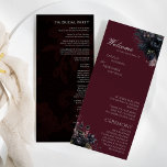 Dark Gothic Floral Burgundy Wedding Program<br><div class="desc">This dark gothic floral burgundy wedding flat program design features a simple moody jewel tone burgundy background with retro victorian watercolor greenery and floral embellishments adorning a modern minimalist font that offers a sophisticated and whimsical presentation for a timeless romantic goth wedding or other special occasion. Beautifully suited to a...</div>