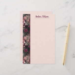 Dark Gothic Floral & Butterfly Pattern  Stationery