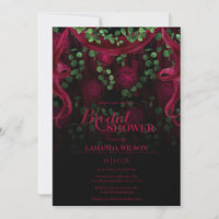 Dark Gothic Floral Fuchsia Black Bridal Shower