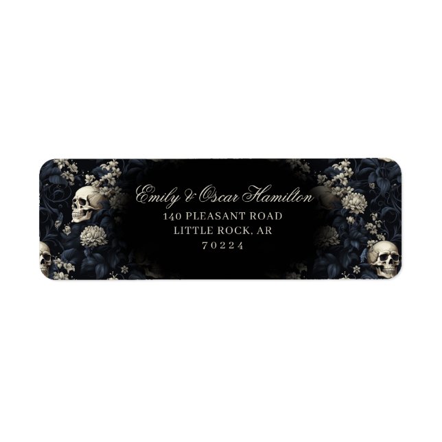 Dark Gothic Floral Skull Moody Return Address (Front)