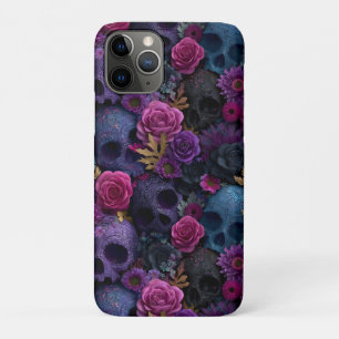 Dark Gothic Floral Skull Seamless Pattern iPhone 11 Pro Case
