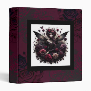 Dark Gothic Forest Fairy Floral Roses Burgundy Binder
