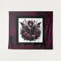 Dark Gothic Forest Fairy Floral Roses Burgundy