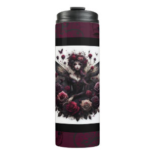 Dark Gothic Forest Fairy Floral Roses Burgundy Thermal Tumbler