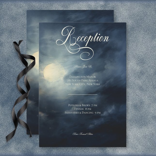Dark Gothic Full Moon Night Sky Wedding Reception Enclosure Card (Dark Gothic Full Moon Night Sky Wedding Reception Enclosure Card)