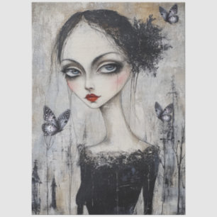 Dark Gothic Grunge Girl Decoupage Tissue Paper