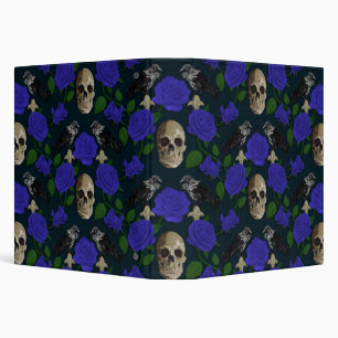 Dark Gothic Grungy Rose Vines Raven Skull blue Binder