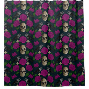 Dark Gothic Grungy Rose Vines Raven Skull pink