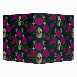Dark Gothic Grungy Rose Vines Raven Skull pink Binder