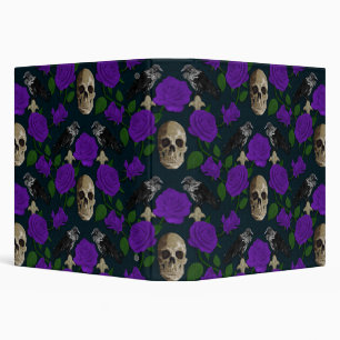 Dark Gothic Grungy Rose Vines Raven Skull purple Binder