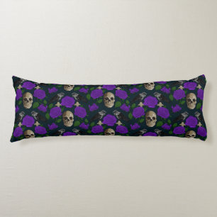 Dark Gothic Grungy Rose Vines Raven Skull purple Body Pillow
