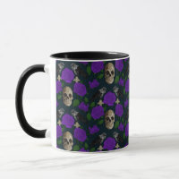 Dark Gothic Grungy Rose Vines Raven Skull purple