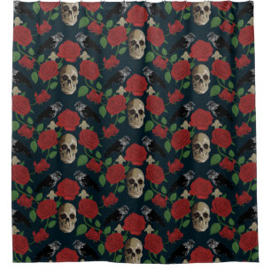 Dark Gothic Grungy Rose Vines Raven Skull red