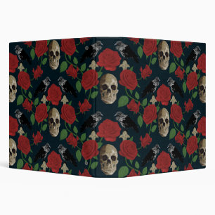 Dark Gothic Grungy Rose Vines Raven Skull red Binder