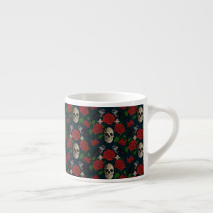 Dark Gothic Grungy Rose Vines Raven Skull red Espresso Cup