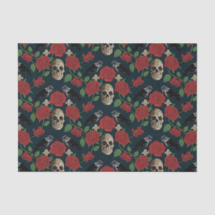 Dark Gothic Grungy Rose Vines Raven Skull red Tissue Paper