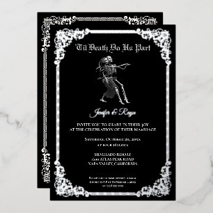 Dark Gothic Halloween skeleton wedding foil