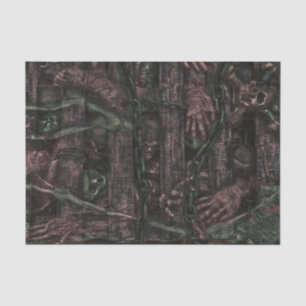 Dark Gothic Halloween Skull Sepia Green Body Parts Tissue Paper