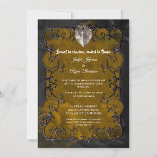 Dark Gothic Halloween wedding Invitation