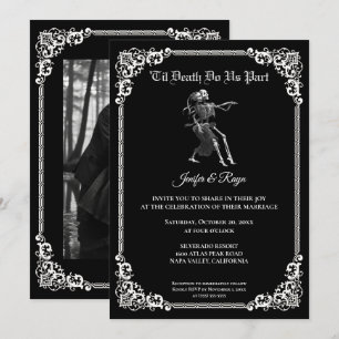 Dark Gothic Halloween wedding Invitation