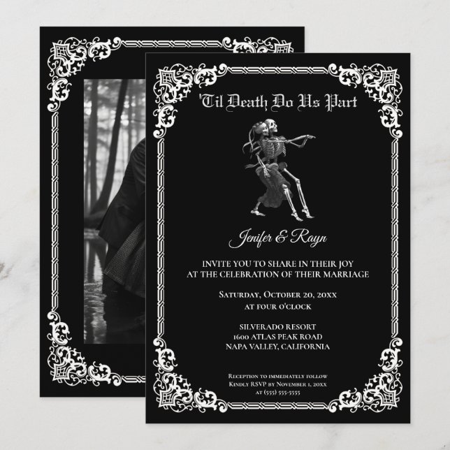 Dark Gothic Halloween wedding Invitation (Devant / Derrière)
