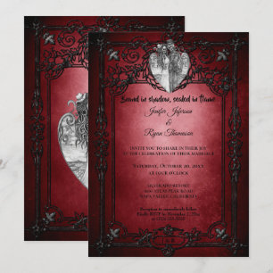 Dark Gothic Halloween wedding invitation