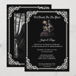 Dark Gothic Halloween wedding Invitation