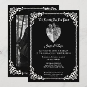 Dark Gothic Halloween wedding Invitation