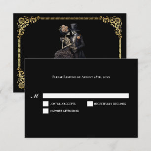 Dark Gothic Halloween Wedding RSVP Card