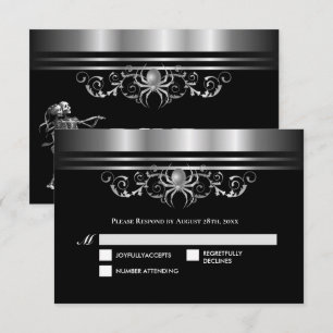 Dark Gothic Halloween Wedding RSVP Card