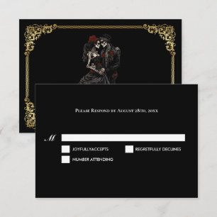 Dark Gothic Halloween Wedding RSVP Card