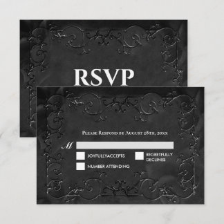 Dark Gothic Halloween Wedding RSVP Card