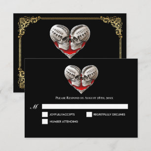 Dark Gothic Halloween Wedding RSVP Card