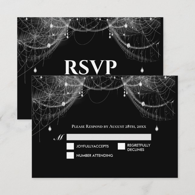 Dark Gothic Halloween Wedding RSVP Card (Front/Back)