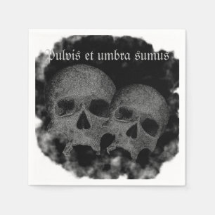 Dark Gothic Happy Halloween Skull Graphic Napkin
