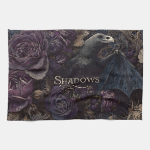 Dark Gothic Illustration of Bird-Bat Creature Kitchen Towel
