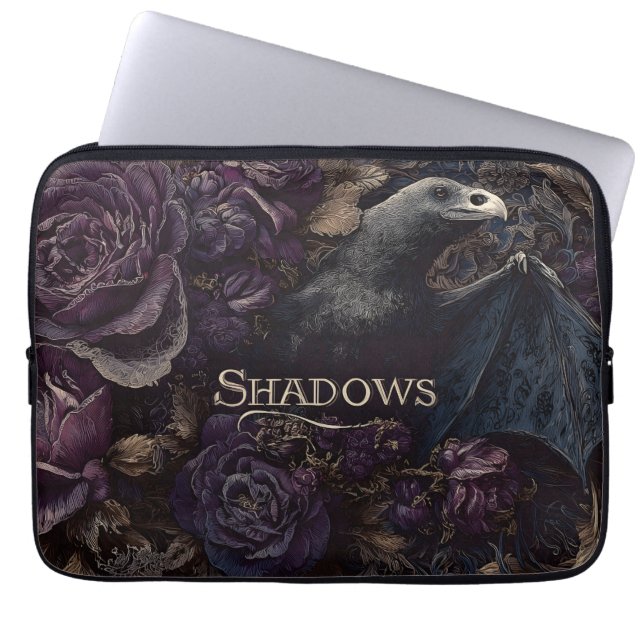 Dark Gothic Illustration of Bird-Bat Creature  Laptop Sleeve (Front)