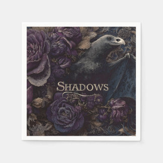 Dark Gothic Illustration of Bird-Bat Creature Napkin