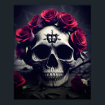 Dark Gothic Macaber Rose Skull Poster<br><div class="desc">A dark and gothic painting of a human skull surrounded by pale gothic roses and petals,  featuring a creepy desaturated gothic atmosphere and otherworldly atmosphere,  this gothic poster is perfect for lovers of dark gothic skulls and dark romantic gothic flowers and roses.</div>