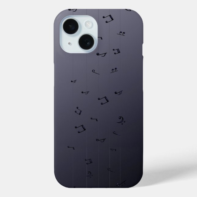 Dark Gothic Melody: Ombre Musical Notes Phone Case (Back)