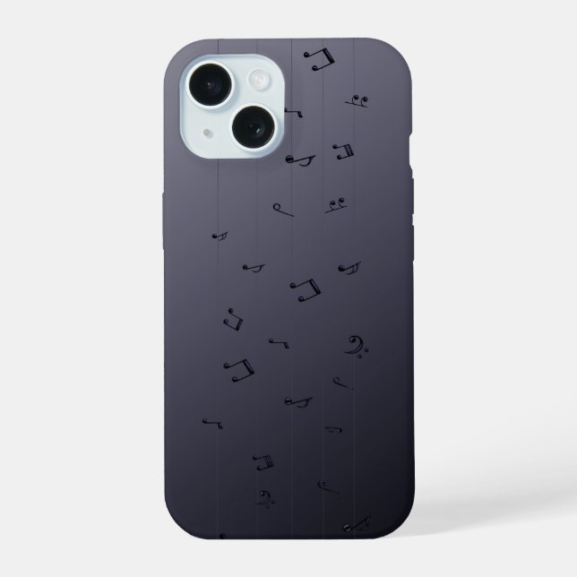 Dark Gothic Melody: Ombre Musical Notes Phone Case (Back)