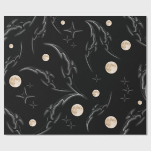Dark Gothic Moon & Stars Wrapping Paper